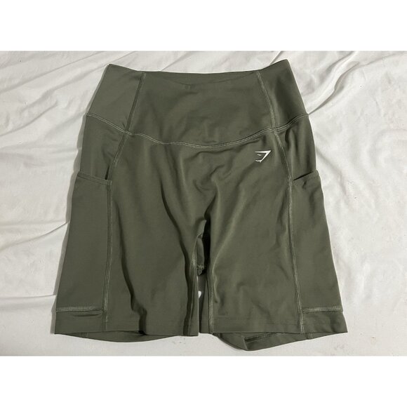 Gymshark Green Bike Shorts With Pockets Size Medium - Picture 1 of 10